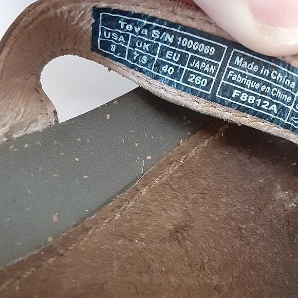 Teva Cabrillo Toe Post Dame Brown Slide Sandals Genuine Leather Women 9 Orthotic - Picture 6 of 7